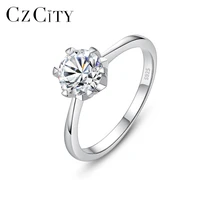 czcity 1ct moissanite diamond fine jewelry for women 925 sterling silver wedding engagement promise ring aneis de prata msr 003