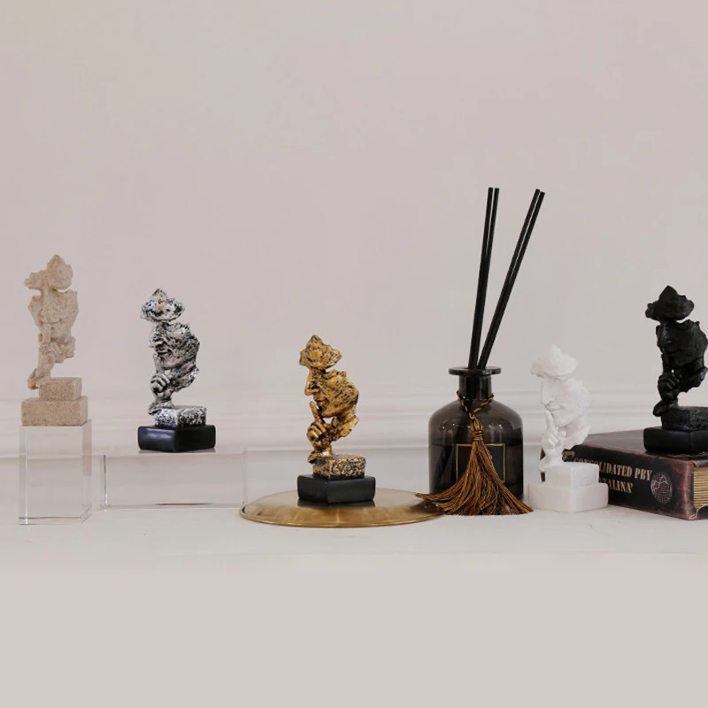 Modern Silence Is Gold Sculpture Thinker Abstract Statue Resin Art Ornaments Figurines Craft Home Decoration Wedding Gift | Дом и сад