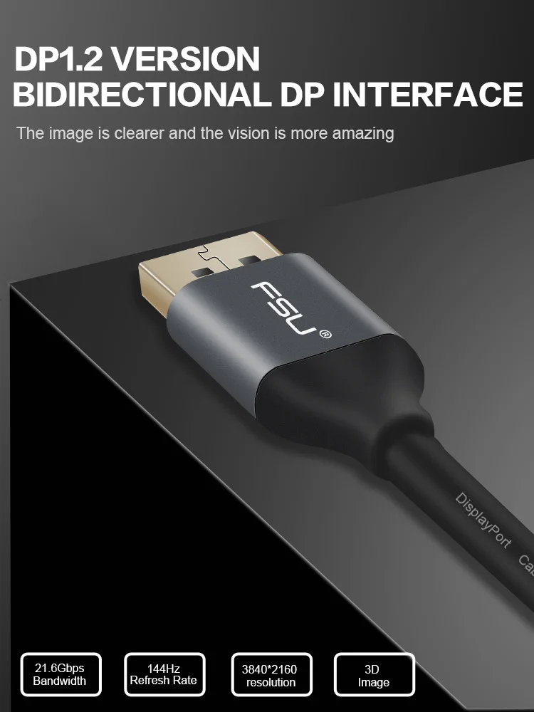 Кабель порта дисплея 144 Гц 1 2 в 4K DP аналогичный аудиовидеокабелю для HDTV проектора