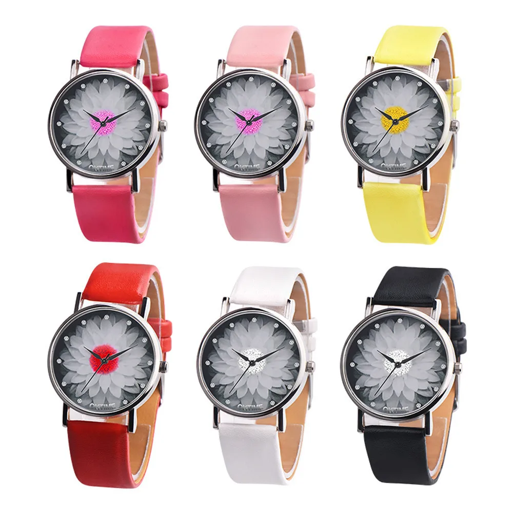 

New Fashion Ladies Watch Womens Flower Casual Leather Analog Quartz Wrist Watches Quartz Clock Gifts Relogio Feminino 2021 Q60