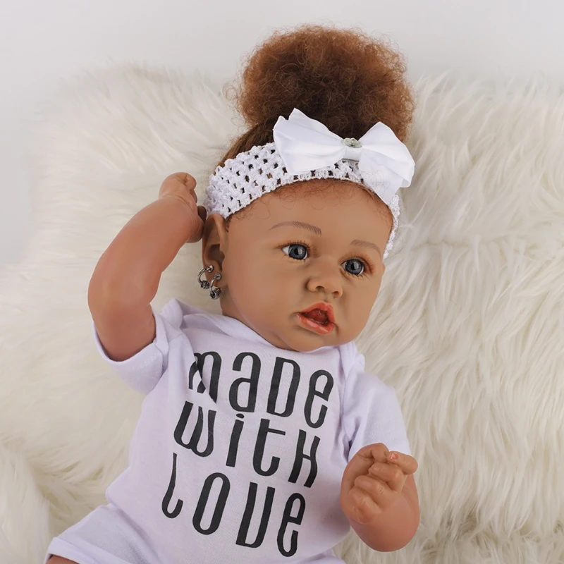 

23inch Baby Play Doll Washable African Girl Doll Realistic Newborn Doll 97BC