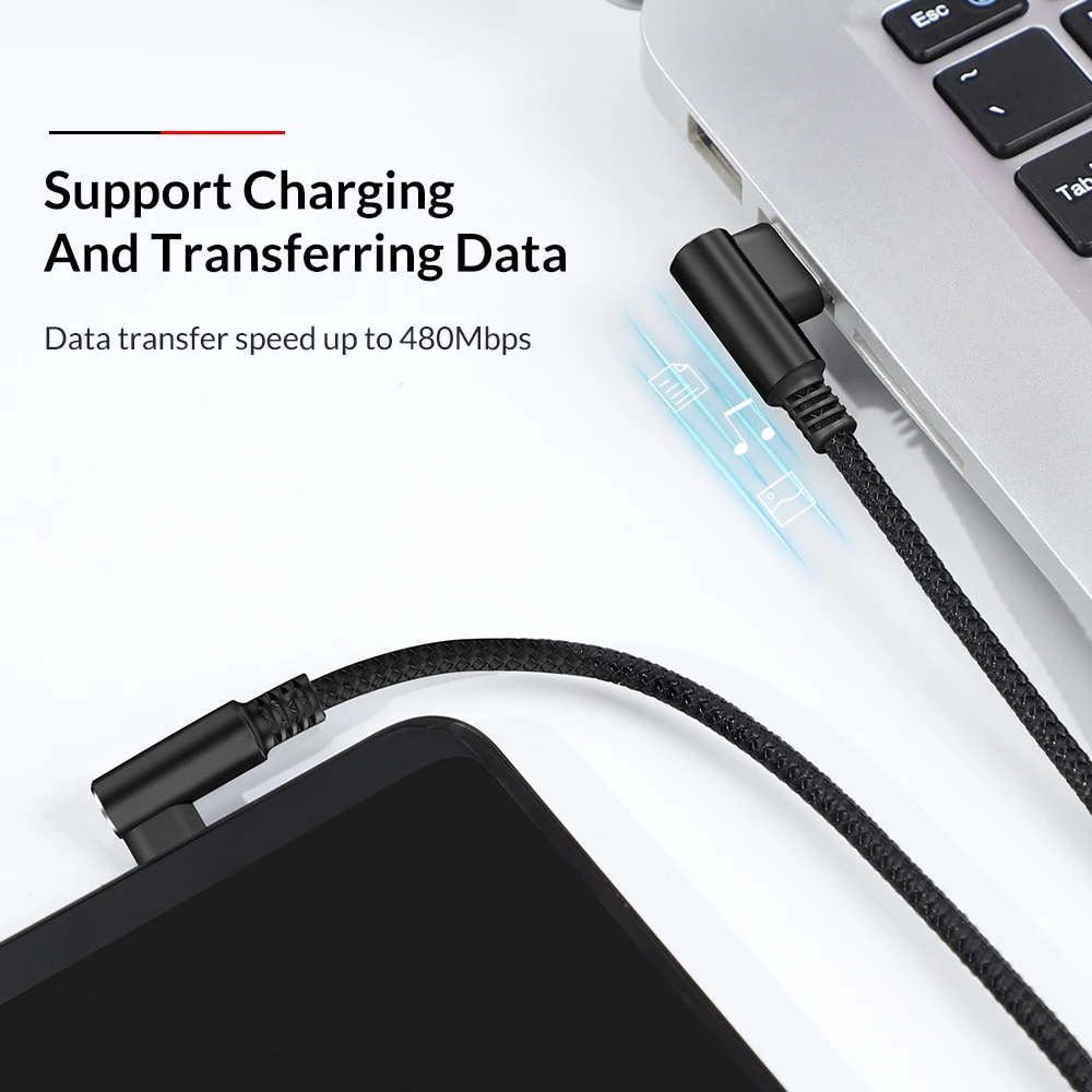 TOPK 1 м 90 градусов 3 А Быстрая зарядка usb type C кабель l образный для мобильного