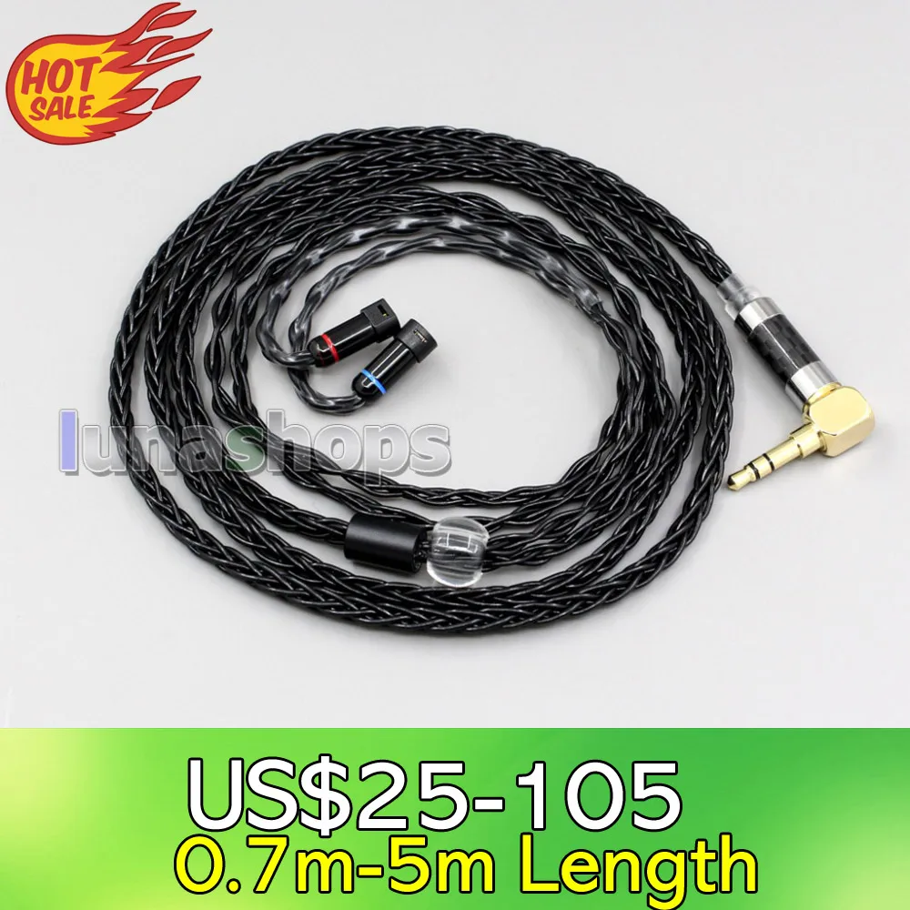 

LN006353 XLR сбалансированный 3,5 мм 2,5 мм 8-жильный посеребренный кабель для наушников Sennheiser IE8 IE8i IE80 IE80s металлический штифт