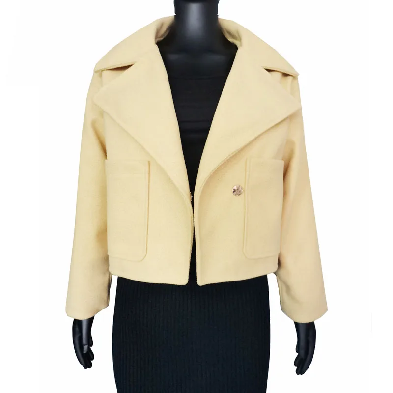 

2021 Woman Loose Causal Short Woolen Coat Fashion Autumn Blazer Jacket