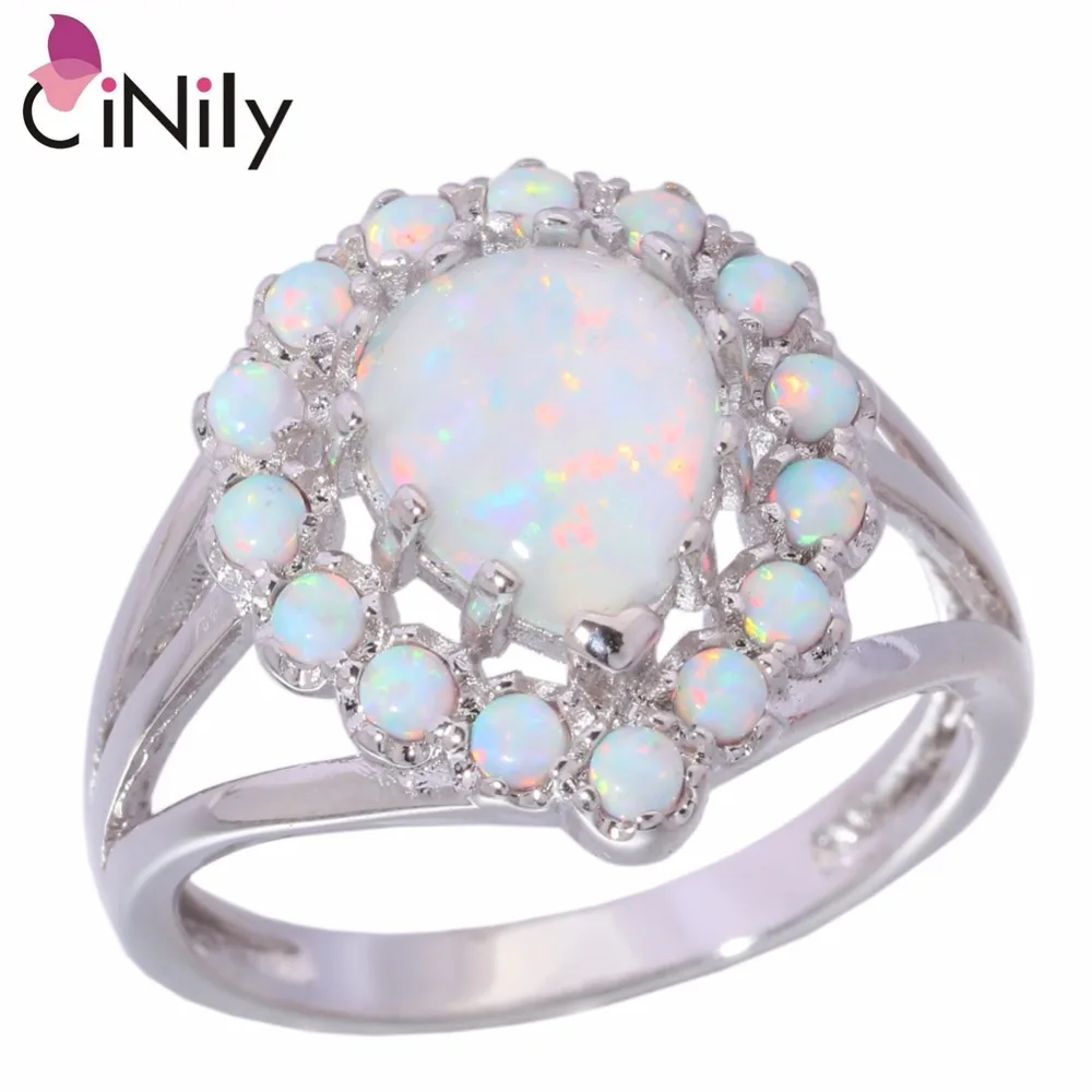 

CiNily Created White Fire Opal Silver Plated Rings Hot Sell for Women Girls Wedding Party Fashion Jewelrys Ring Size 7 8 9OJ6212