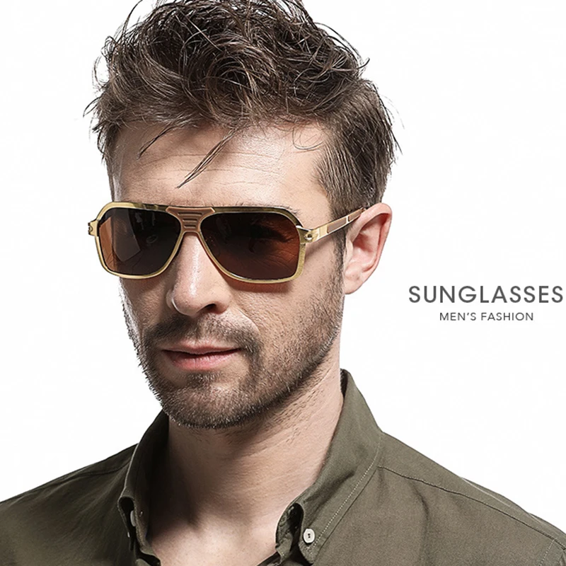 Мужские солнцезащитные очки SAOIOAS золотистые поляризационные зеркальные из