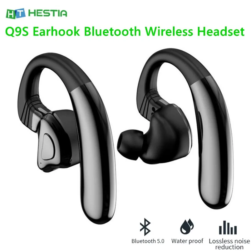 

Q9S Earphone Bluetooth Wireless Ear-mounted Headset Button Waterproof Earbuds Sports HIFI Sound 9D Earhook Headphone for Xiaomi