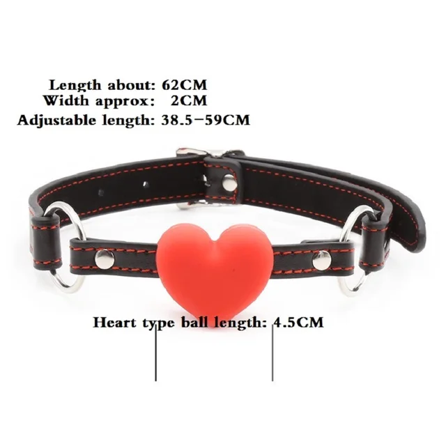 Heart Gag Rubber&PU Leather Open Mouth Harness Ball Shape Couple Game Flirting Oral Sex Product For Woman Man O3 4