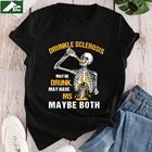 Забавные футболки с черепом, пьяным склероза, женская одежда, летняя Винтажная футболка с рисунком может быть пьяным, большие размеры, топы в готическом стиле