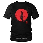 Футболка мужская с принтом самурайского духа, крутая брендовая тенниска из хлопка с короткими рукавами, топ с красным солнцем, японской армией и воином, Классическая рубашка