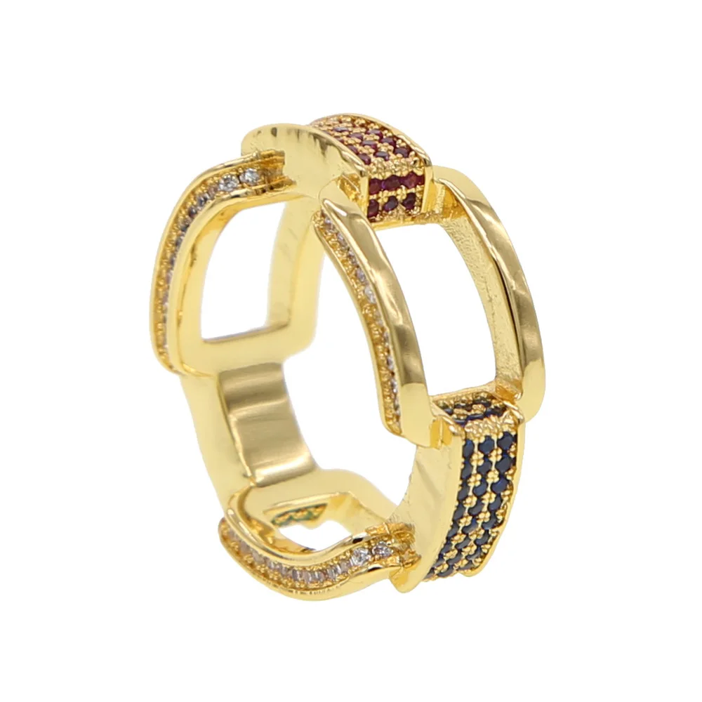 2021 хип-хоп Рок кубинское звено цепи кольцо для женщин мужчин золотой цвет микро