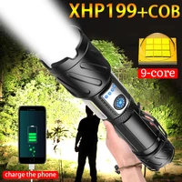 xhp199 high power led flashlight super bright torch light usb rechargeable zoomable tactical flashlight 18650 battery
