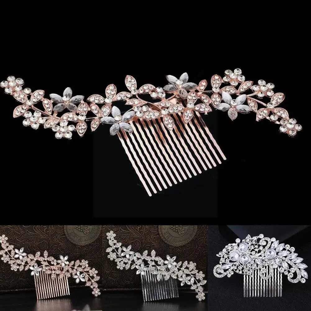 

Luxury Bridal Hair Combs Rose Gold Flower Crystal Hairpin Simulation Pearl Wedding Headpiece For Women Jewelry Supplies Y0n2