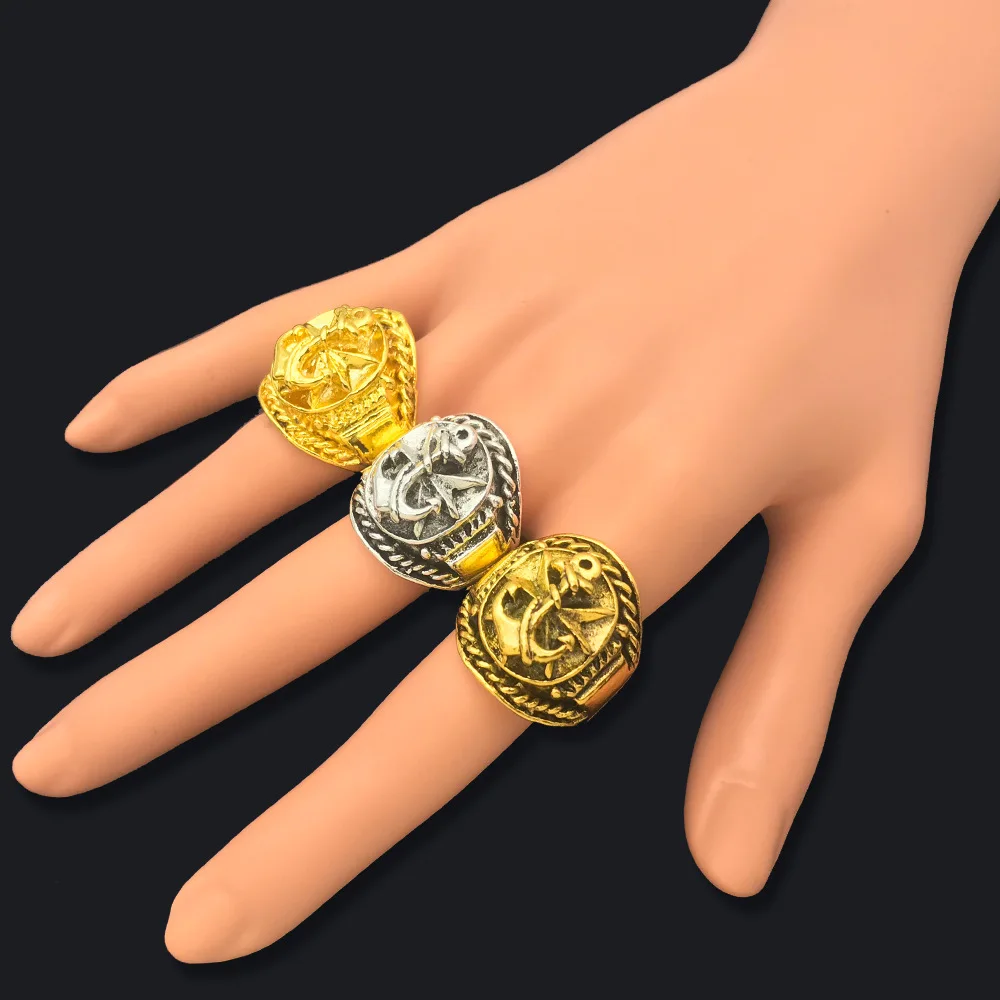 Винтажное позолоченное якорное кольцо мотоциклетная вечеринка антикварное