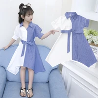 dress girl striped patchwork party girl dress fashion bow belt dress kids summer fashion clothes for girls 4 5 6 7 8 10 12 years