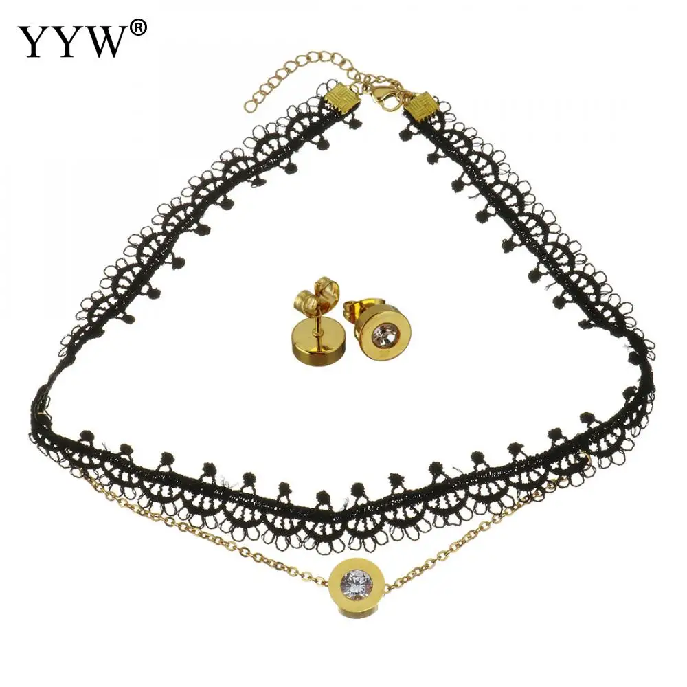 Комплект женских ювелирных украшений из нержавеющей стали 2019 серьги-гвоздики