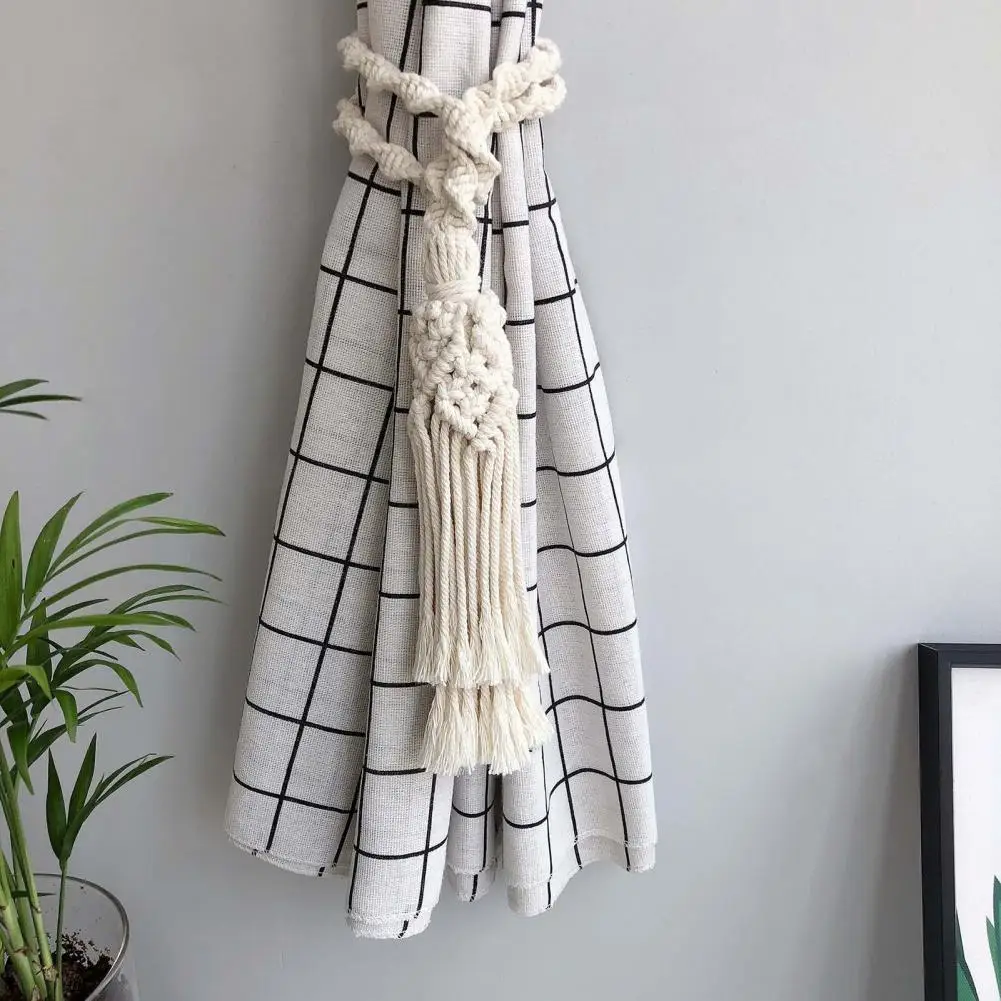 

Curtain Tieback Durable Lightweight Bohemian Style Natural Cotton Curtain Rope Tieback Curtain Buckle for Family