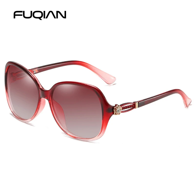 SUNWEAR, Новое поступление, негабаритные квадратные поляризованные женские солнцезащитные очки, фирменный дизайн, розовые дужки, солнцезащитные очки, женские безопасные очки для вождения - Цвет линз: Red