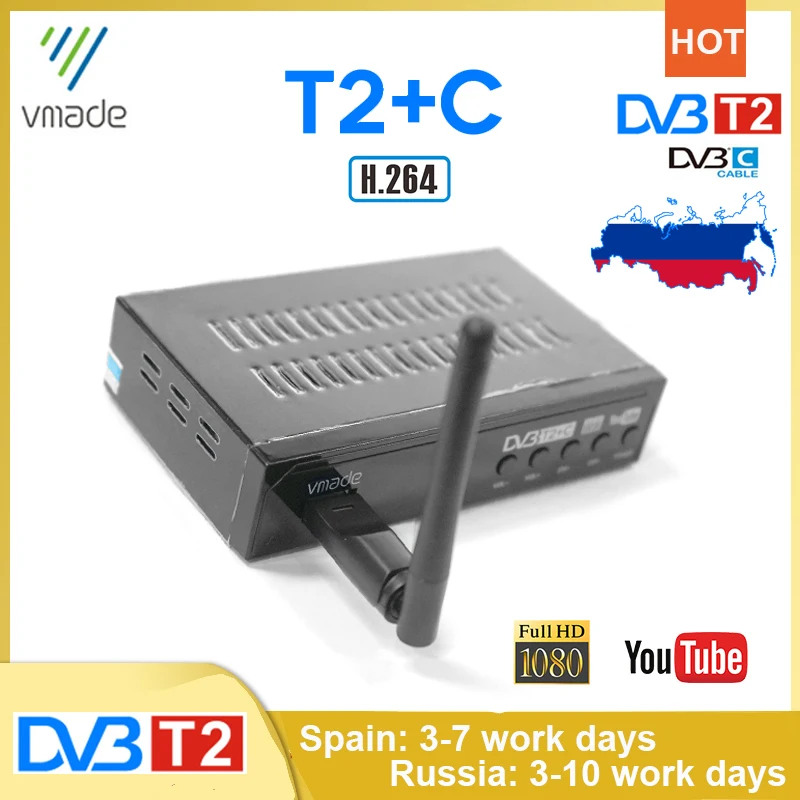 HOT Selling Russia DVB T2 DVB-C Combo Terrestrial Digital TV Receivers H.264 Support Youtube Europe Spain Tuner Set Top Box | Электроника