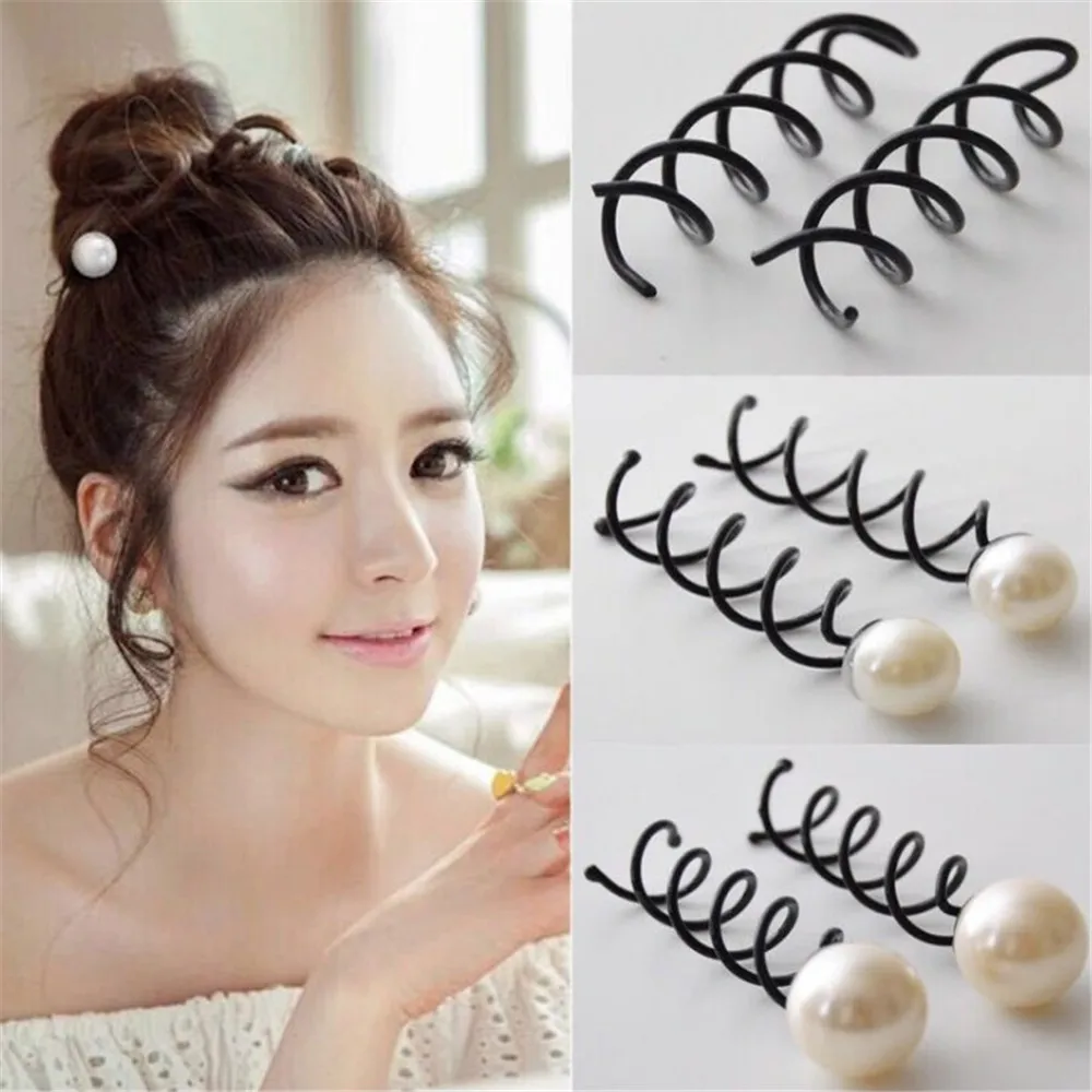 

5pcs Pearl Spiral Hair Bun Makers Hairpins Stick Hairstyle Diy Women Donuts Bud Head Band Ball Twist Braider Styling Accessories