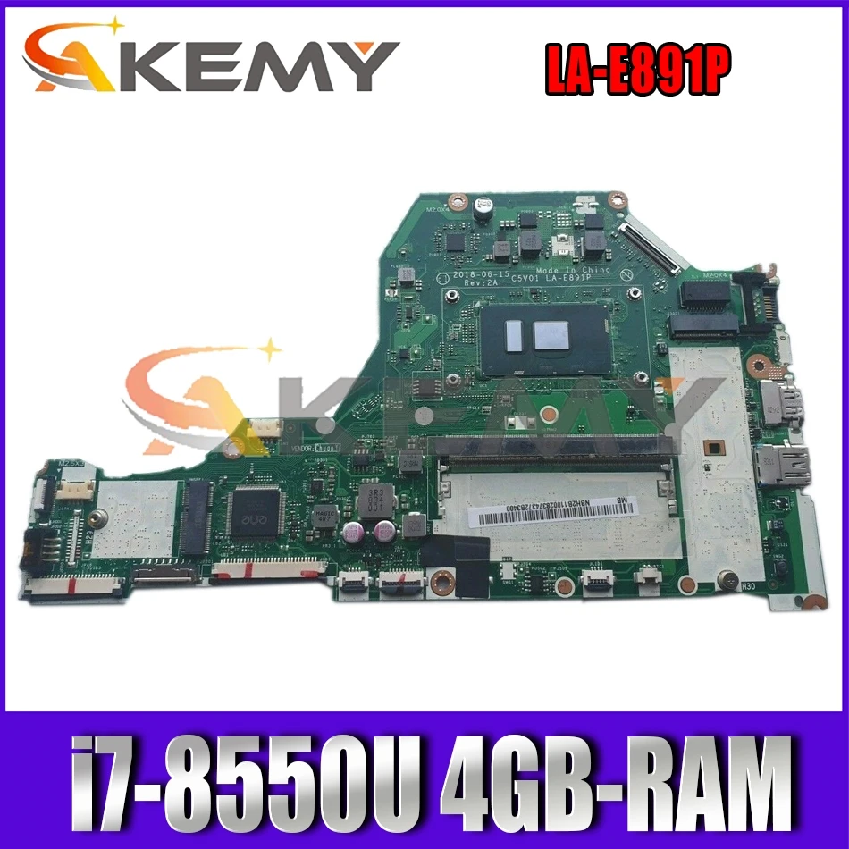 

Материнская плата C5V01 LA-E891P для ноутбука ACER Aspire A315-51G, A515-51G, A517-51G, A615-51G, с i7-8550U 4GB-RAM, 100% полностью протестирована