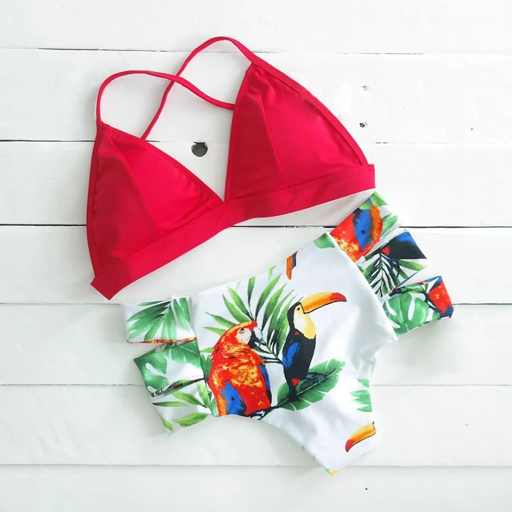 Высокая Талия бикини 2021 рюшами Купальники Для женщин сексуальный купальник