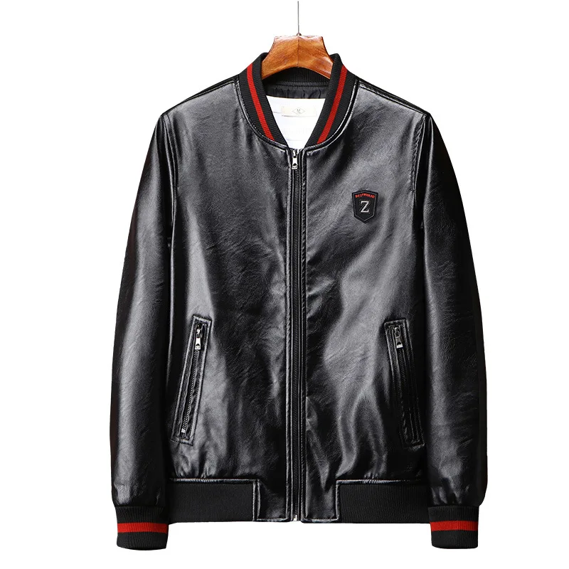 

2019 New PU Leather Jackets Men Casual Motorcycle Outwear Bomber Jacket Solid Color Winderbreaker Coat Male HX245