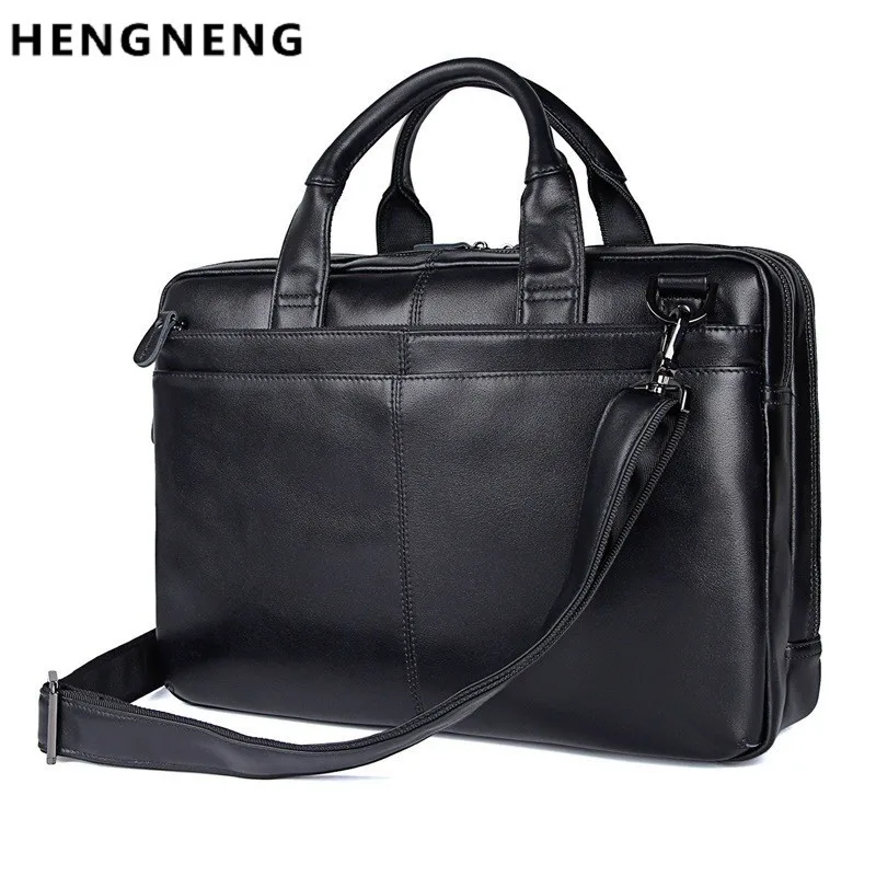 Men Briefcase Genuine Leather Men Handbag Man Briefcase Business Shoulder Large Capacity Crossbody 15.6 Inch Laotop Office Bags