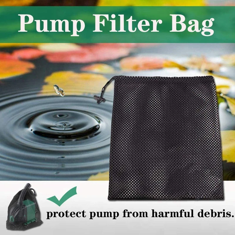 

Pump Barrier Bag,Pond Pump Filter Netting Black Media Bag Large Pump Mesh Bag for Pond Biological Filters 3Pcs