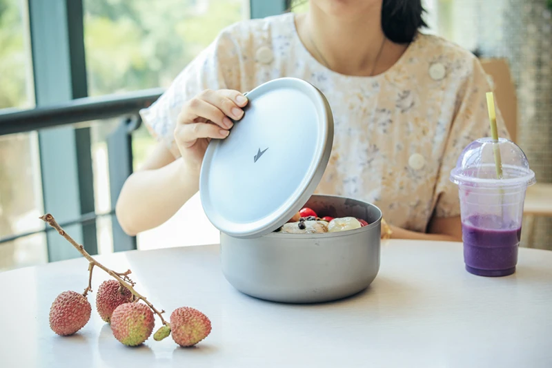 Кит титановый Ланч-бокс для взрослых с крышкой Microwavable титана Bento box герметичный контейнер для еды ланчбокс для пикника 1.2л