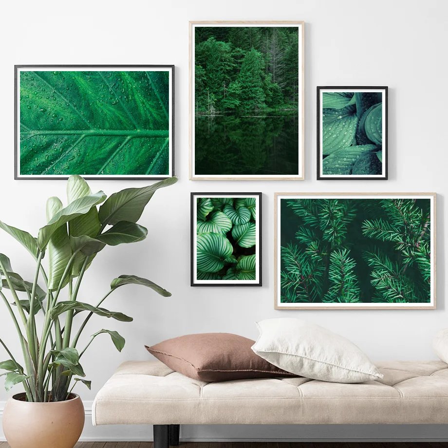 Противоударная заданяя большой лист лес Настенная картина с ландшафтом Холст