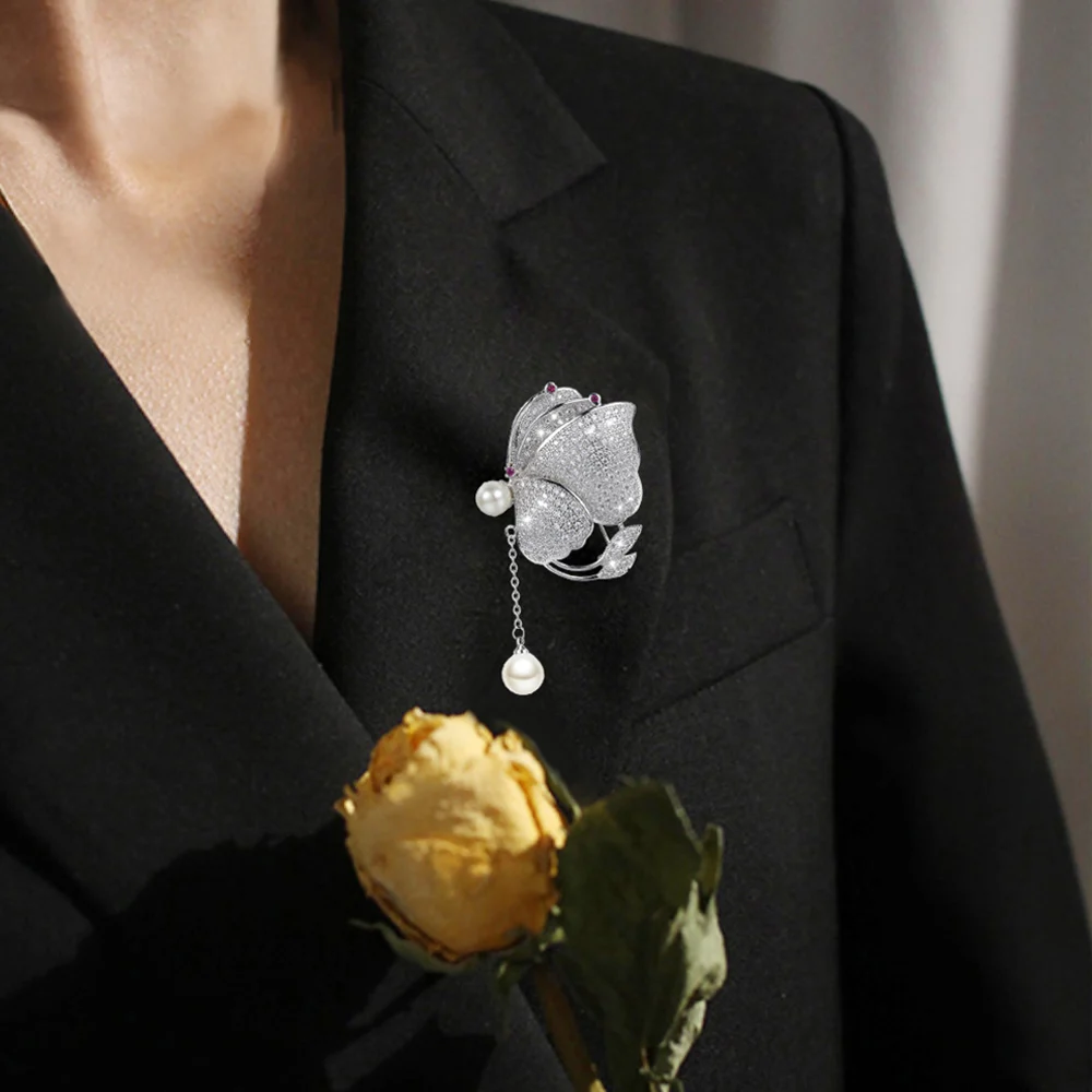 EUDORA Top Quality Big Butterfly Brooch Luxury Crystal Pin Brooches For Women Party Banquet Rhinestone Pins Colthese Accessories | Украшения