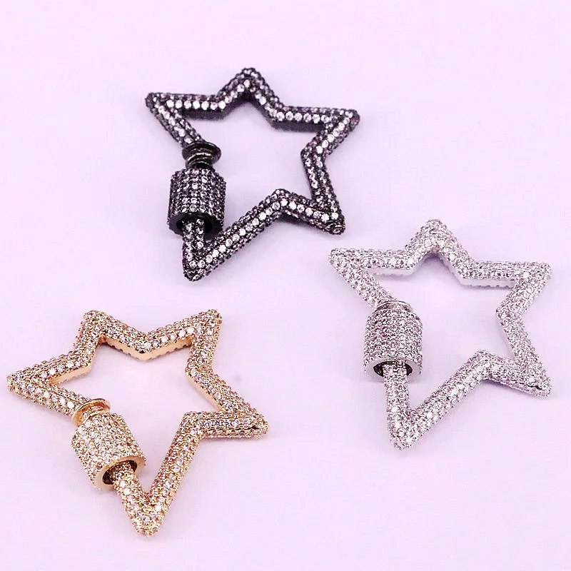 4 шт. прозрачный фианит микро проложить в форме звезды замок карабин Кристалл