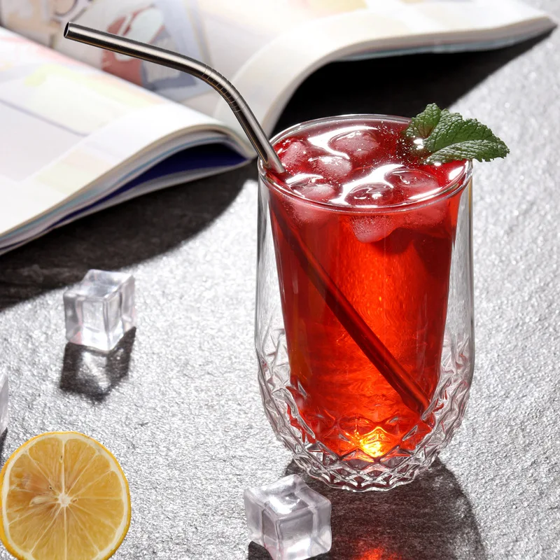 Летняя двойная пивная стеклянная прозрачная алмазная кружка для вечевечерние