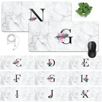 anti slip waterproof pu leather computer mouse pad smooth game laptop mouse pad white marble pattern large mouse mat