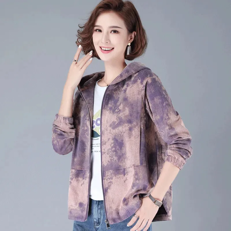 

2021 новые осенние женские куртки, пальто с капюшоном, с длинными рукавами, вельветовые повседневные ветровка Женская куртка Верхняя одежда на молнии размера плюс 4XL