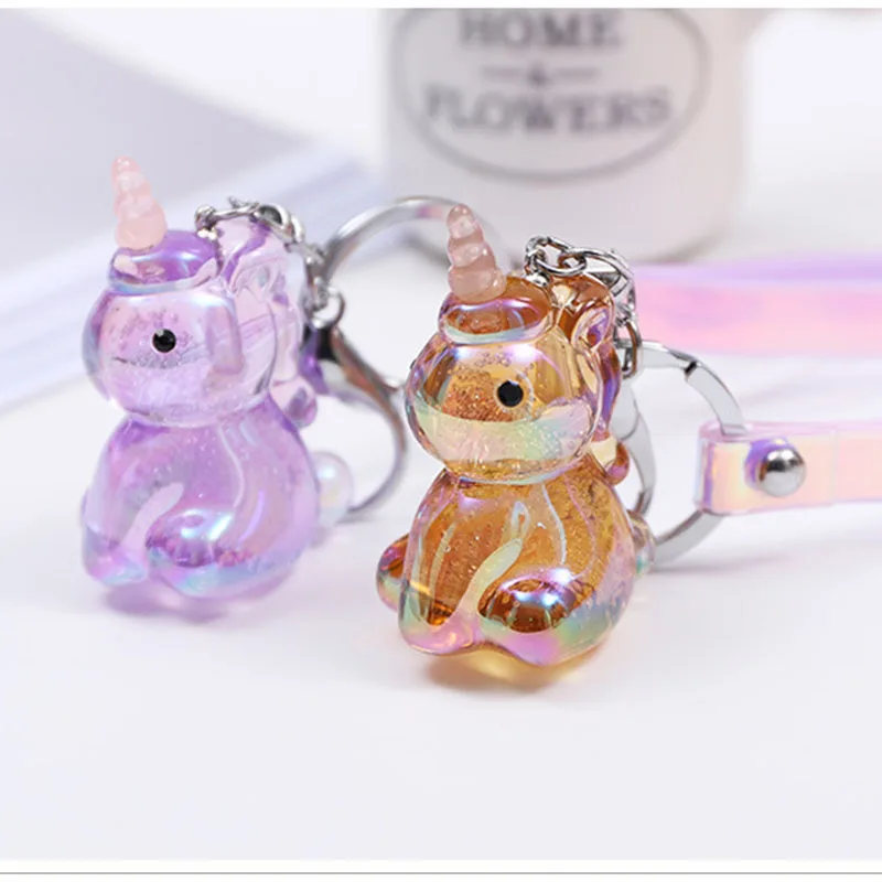 Милый Единорог из горного хрусталя брелок блестящий для ключей сумка Подвеска