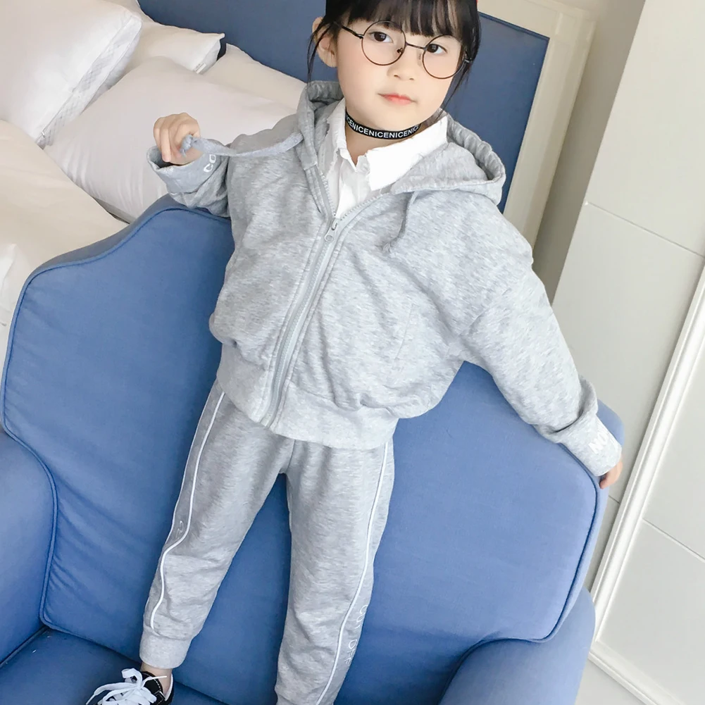 

Children Coat Pants Sports Zipper Long Sleeves Cotton Blend Durable Casual Fashion Soft Autumn Spring Girls Clothes Set