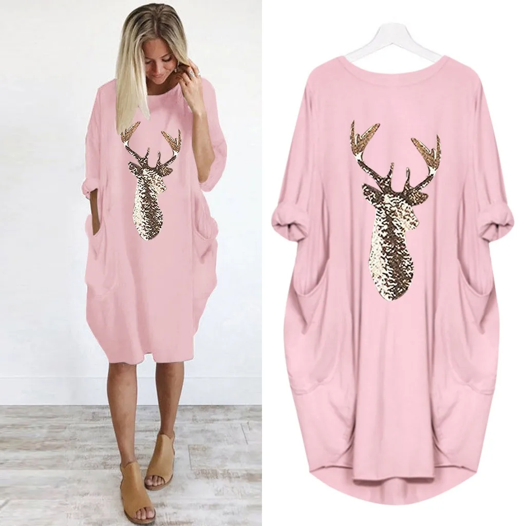 Стильное женское длинное мешковатое платье Праздничный Рождественский халат