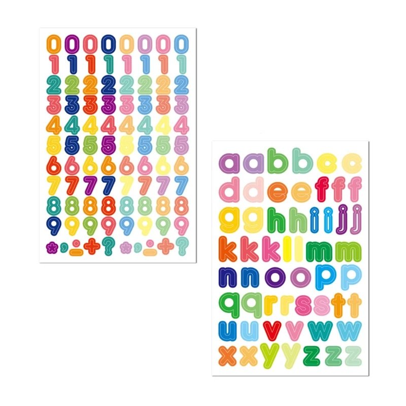 

2 Sheets Colorful Number Letter Alphabet Stickers Self Adhesive Decals for DIY Art Craft Greeting Card Scrapbook Decor