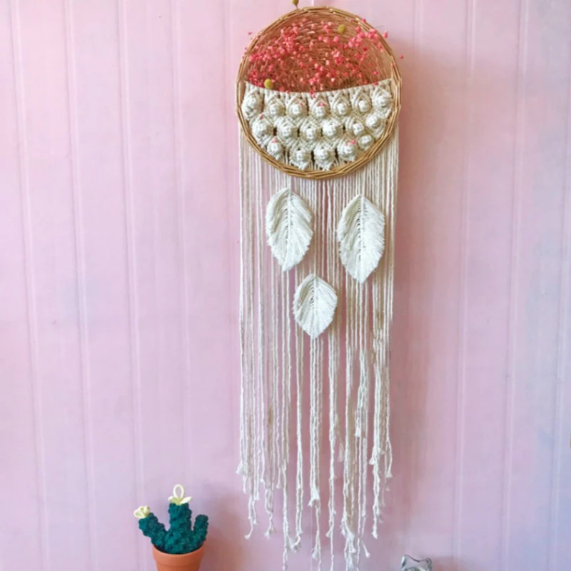 Ins фон для комнаты гобелен из макраме тканая корзина цветочный горшок ротанговый