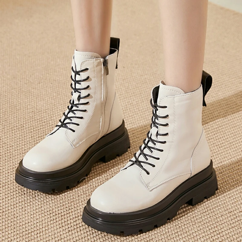 

Rimocy/женские ботильоны со шнуровкой на толстой подошве; Мотоциклетные ботинки из мягкой искусственной кожи на платформе; Женские короткие б...