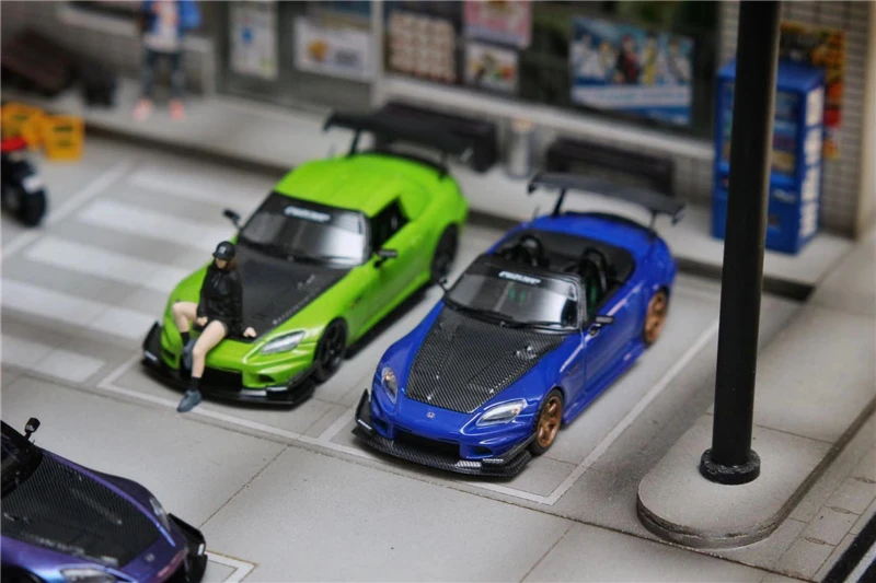 

Wild Fire 1:64 Honda S2000 Voltex modified version Blue Resin Model Car