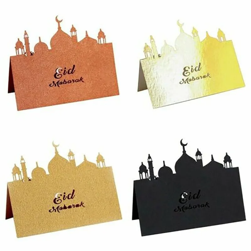 Прямая поставка 100 шт./лот ИД Мубарак поздравительная открытка лазер полый