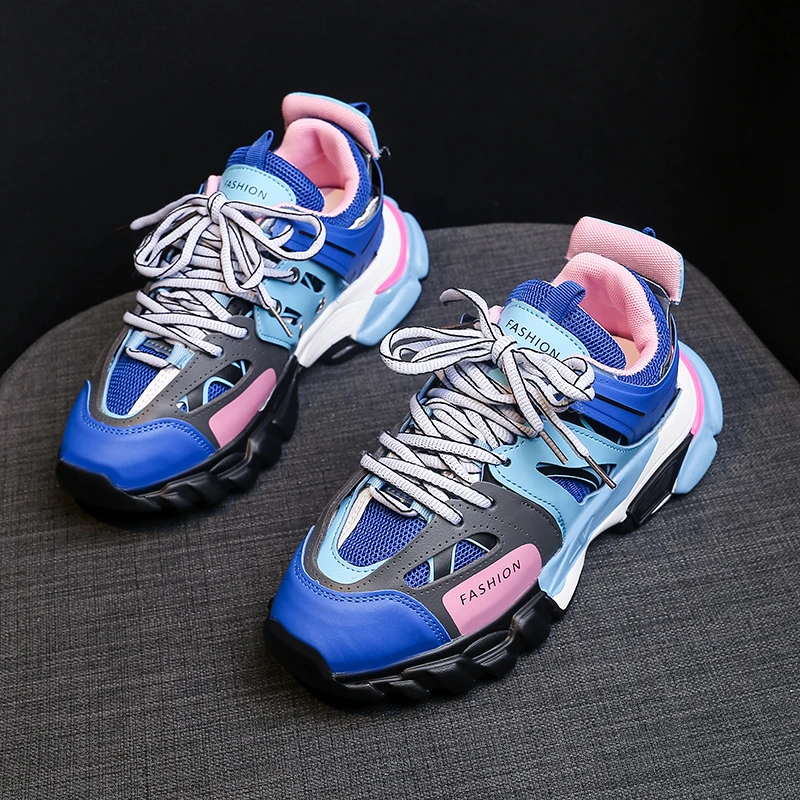 Женские массивные кроссовки на платформе дизайнерские брендовые дышащие