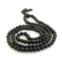 6mm black volcano 108 beads mala necklace wrist buddhism natural elegant meditation energy ruyi lucky bless