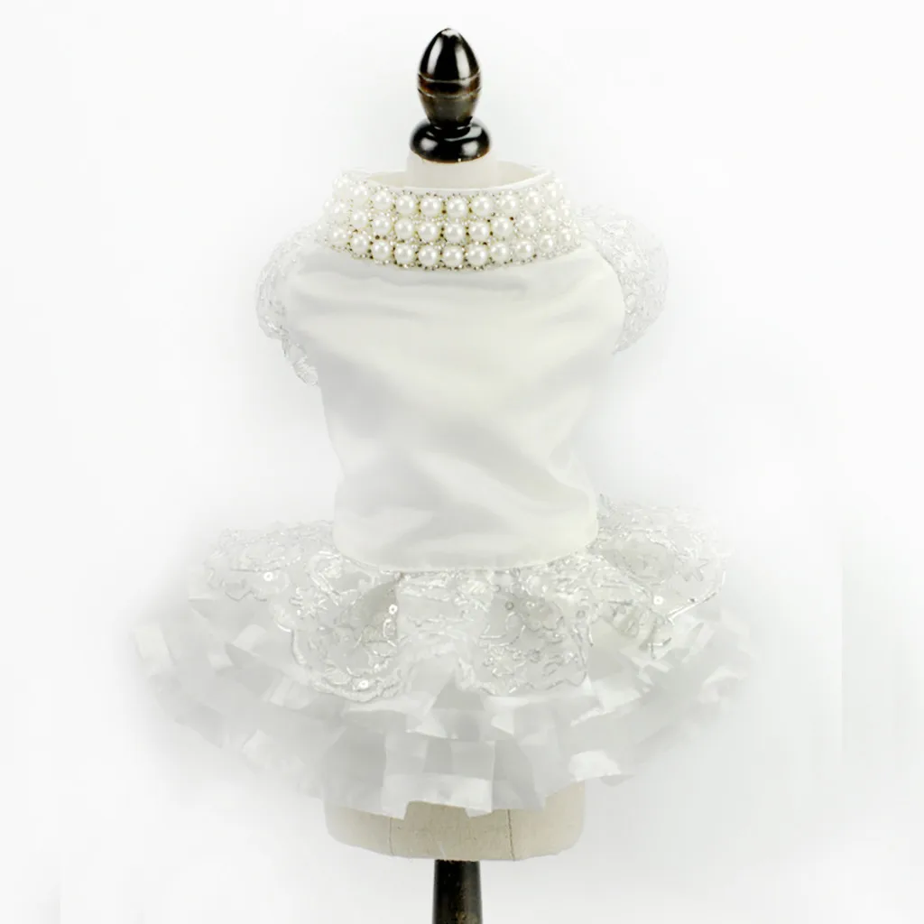 Платья для собак милые кружевные платья принцессы с жемчужинами дышащие юбки