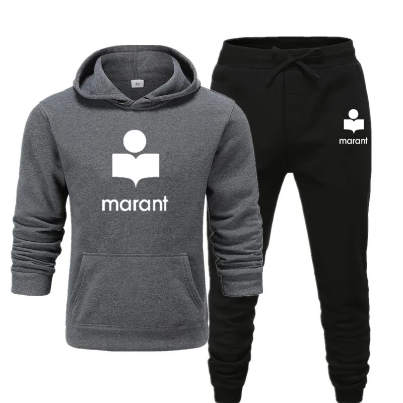 

Hip Hop Brand Marant Unisex Sweatshirt Sweatpants 2-piece Set Fall/Winter Warm Men's Hooded Sportswear Hooded Set Sudadera Hombr