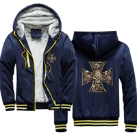 winter cross skull print sweatshirt new men thicken cotton hoodie casual hip hop jackets tops harajuku streetwear