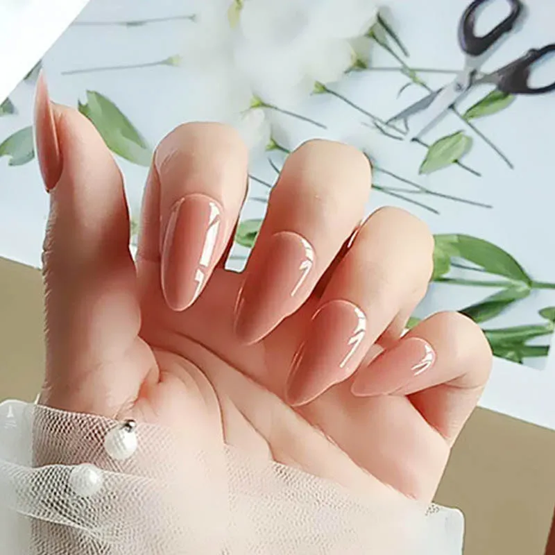 Чистый цвет поддельные короткие острые гвозди искусственные ногти 28 шт.